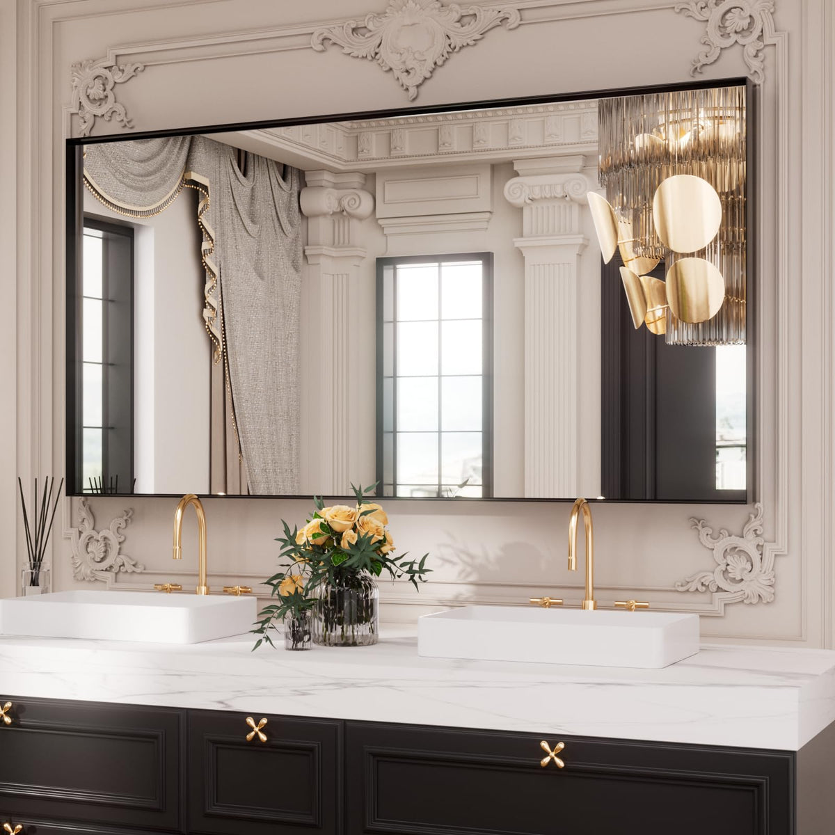 Black Rectangular Bathroom Mirror