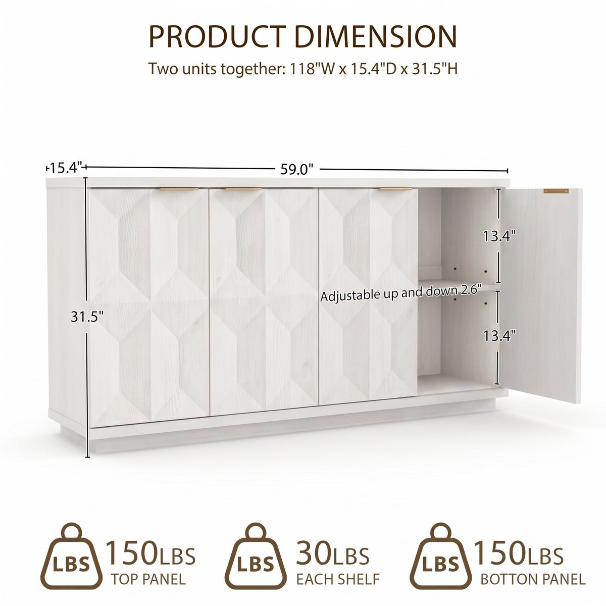White Oak Geometric Sideboard