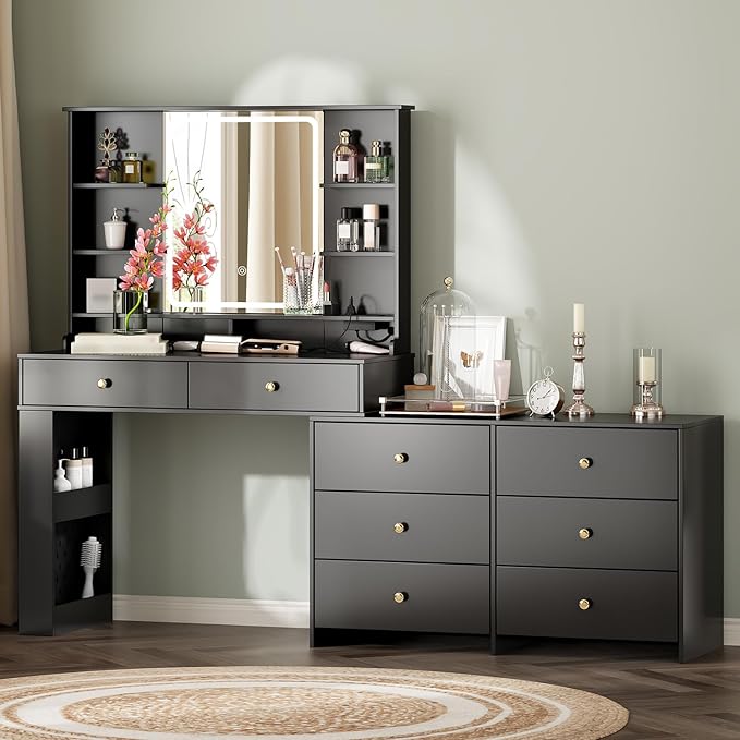 Makeup Vanity Desk with Mirror & Lights
