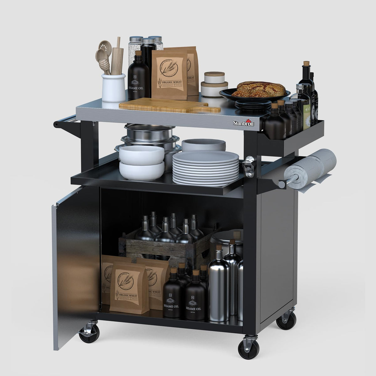 Rolling Grill Prep Cart