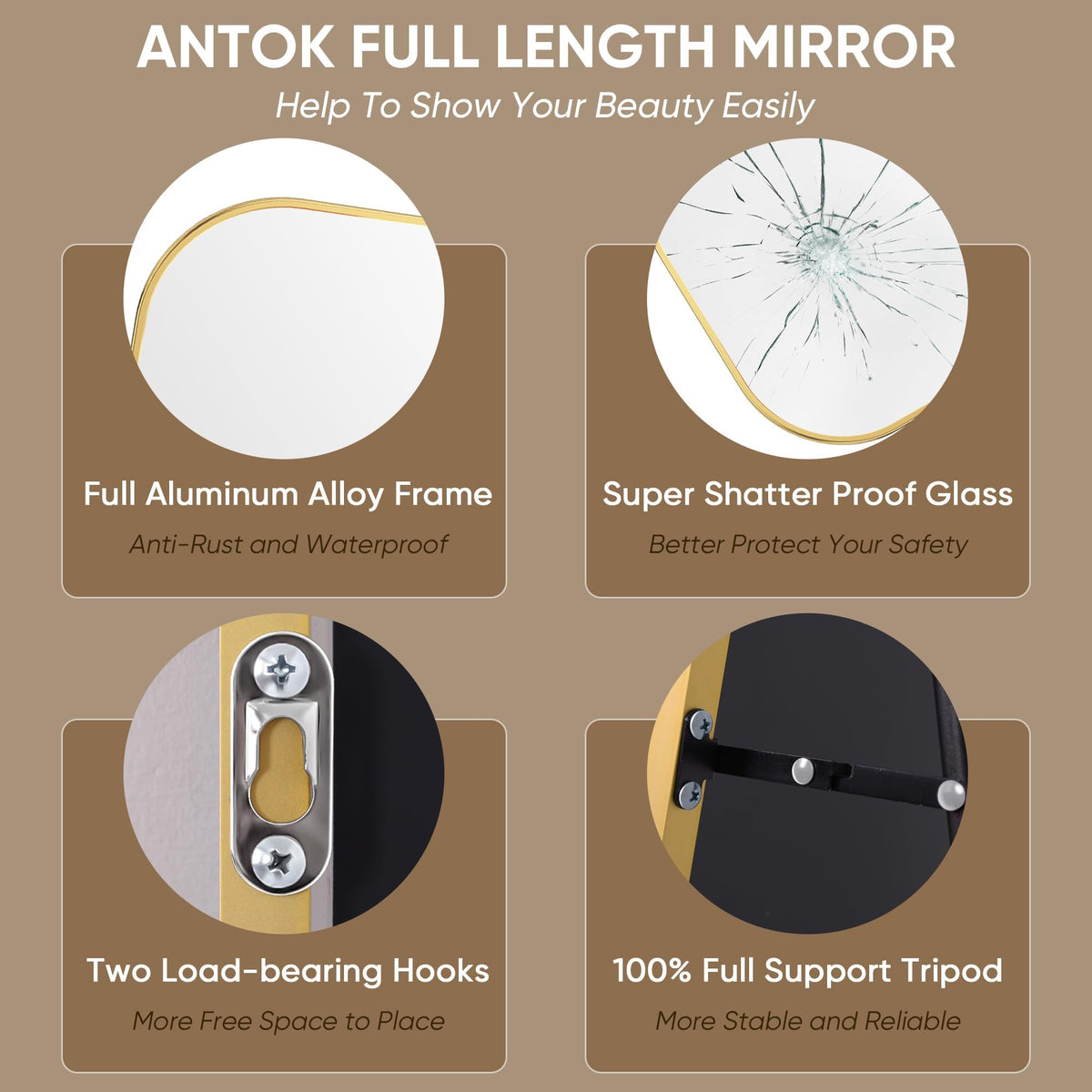 Gold Arched Full Length Mirror