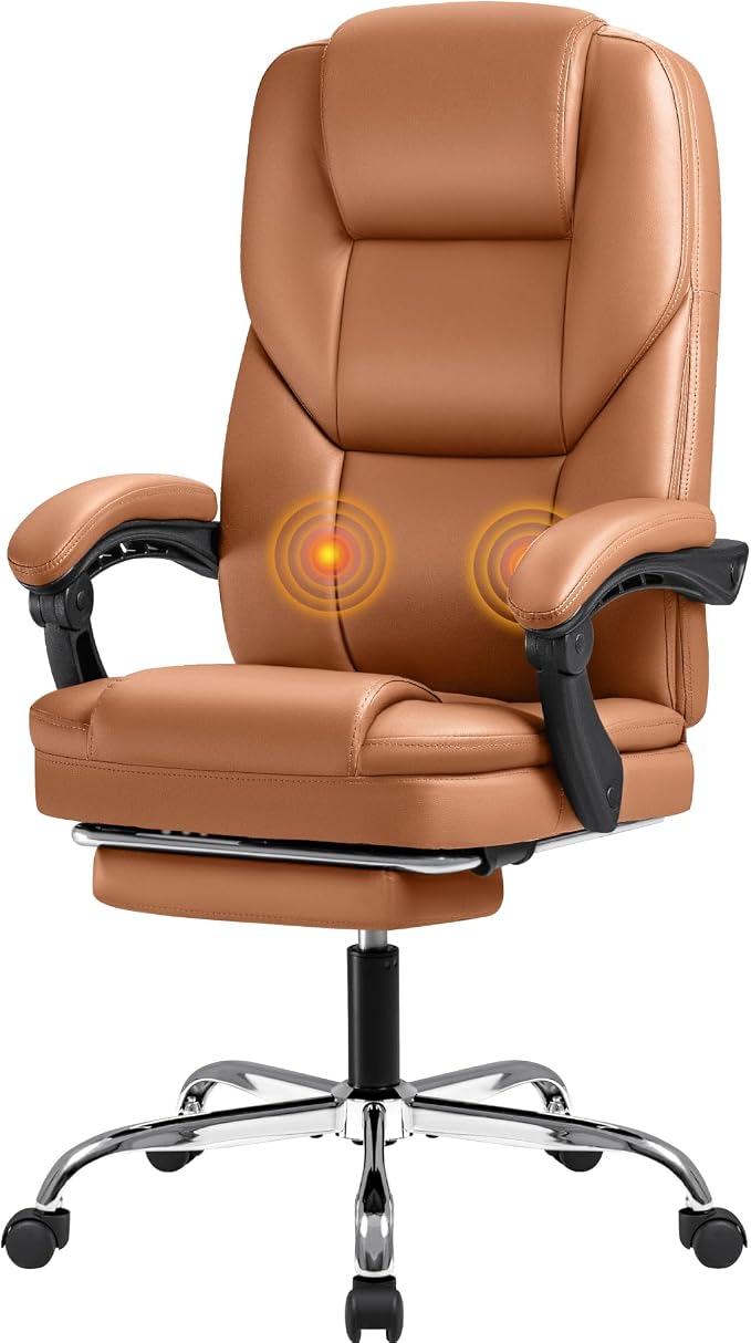 Reclining Massage Office Chair with Footrest