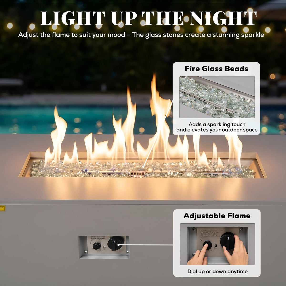 hykolity 50" Outdoor Fire Pit Table, Propane Fire Pit with Tank Holder, 50,000 BTU 2 in 1 Gas Fire Pit for Outside Patio & Backyard with Lid, Fire Glass Beads & Cover, CSA Certified