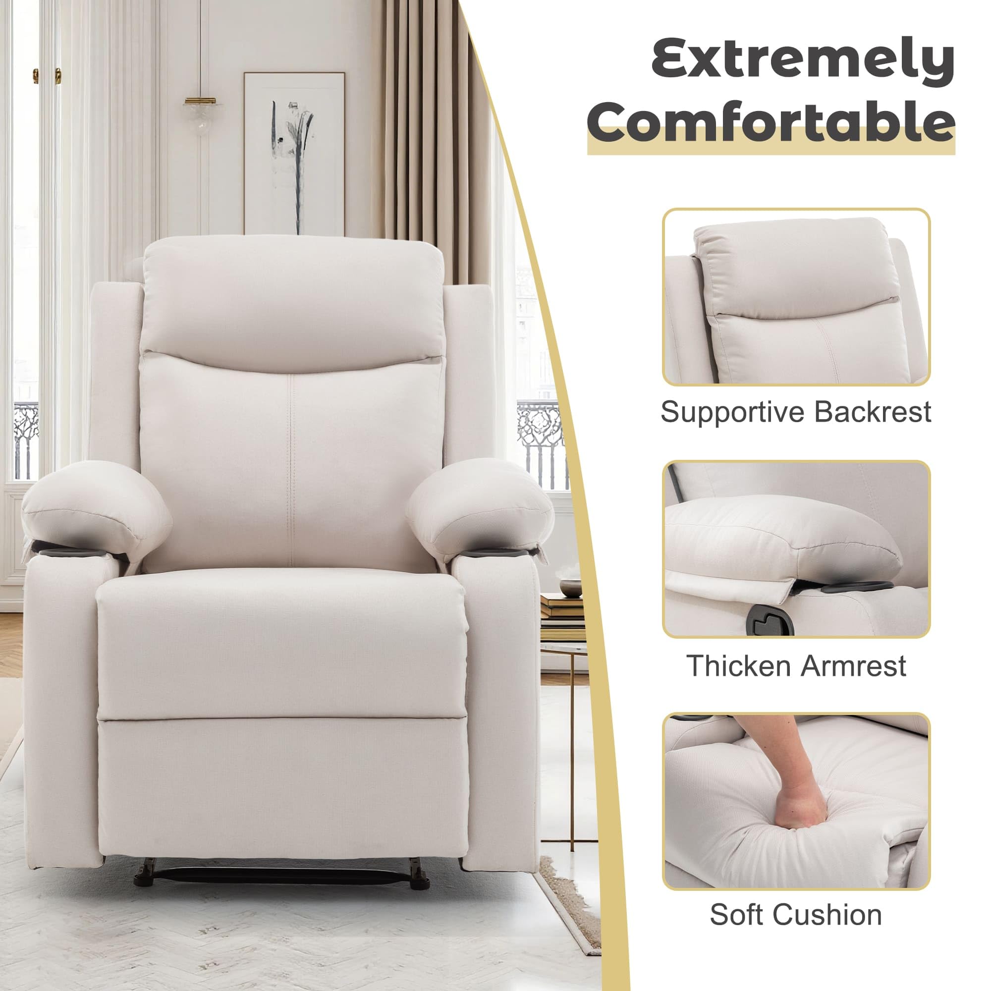 Small Space Recliner Chair with Adjustable Backrest