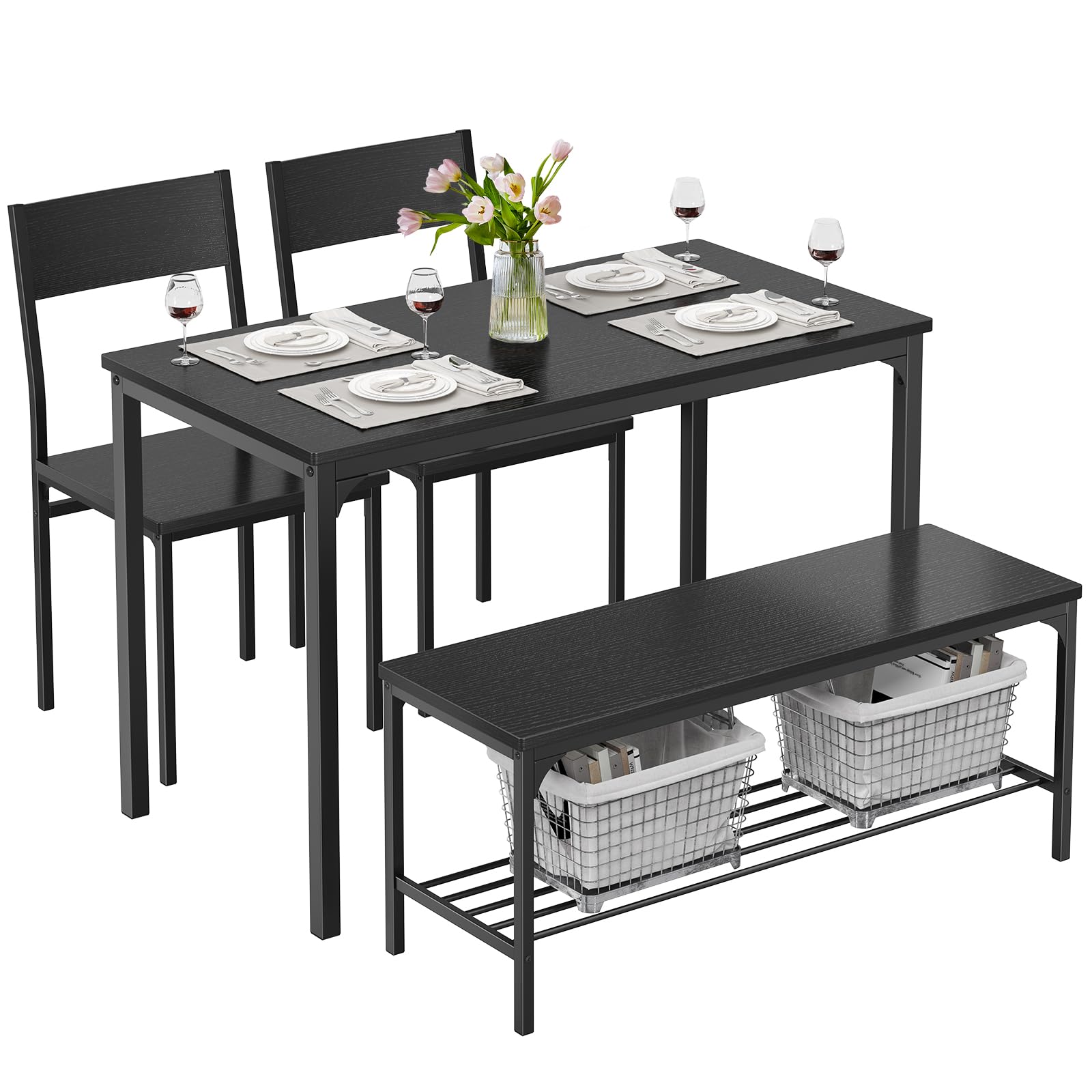 Dining Table Set with Bench – 3 or 4 Piece
