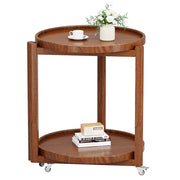Round Rolling Side Table with Storage Shelf