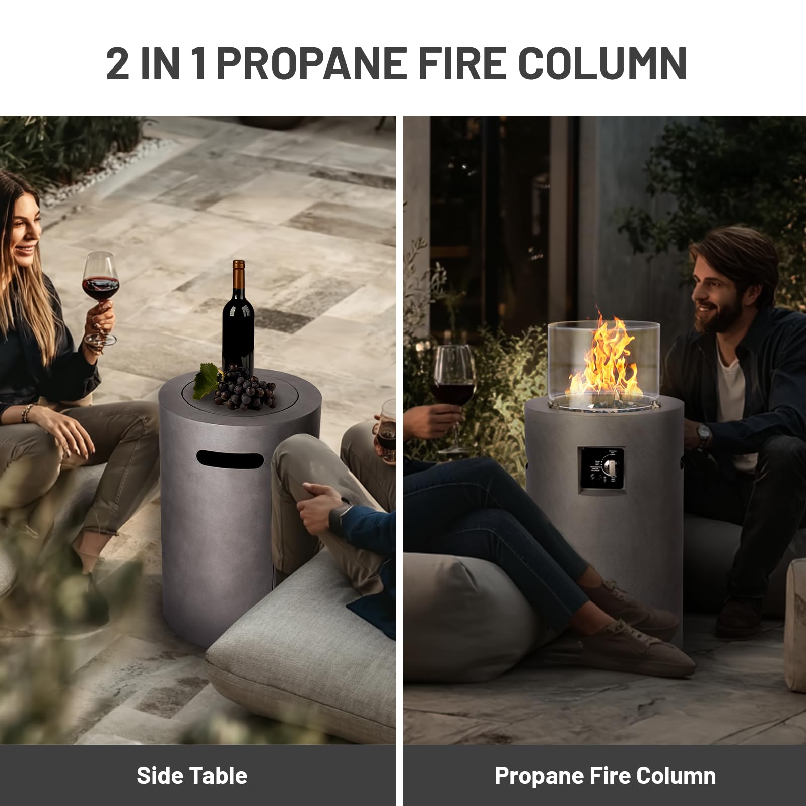 Propane Fire Column with Side Table