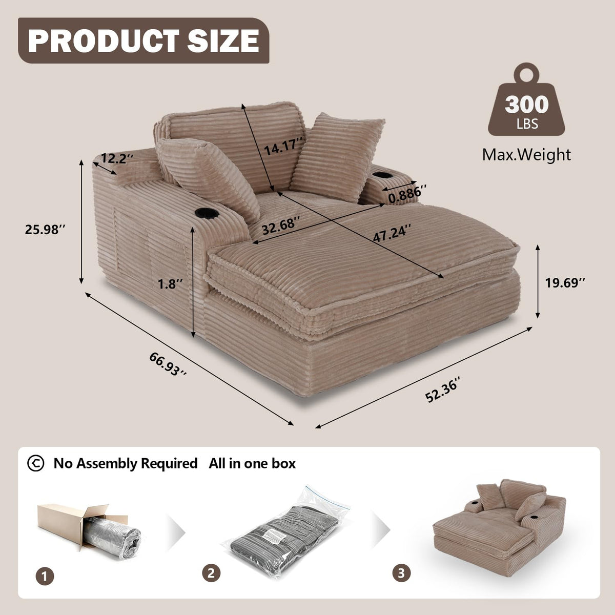 Camel Faux Fur Chaise Lounge