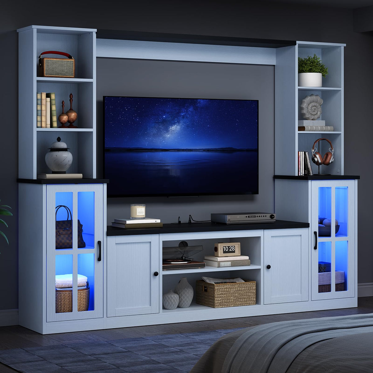 Narolabo Wall Unit Entertainment Center, TV Stand with Bookshelves