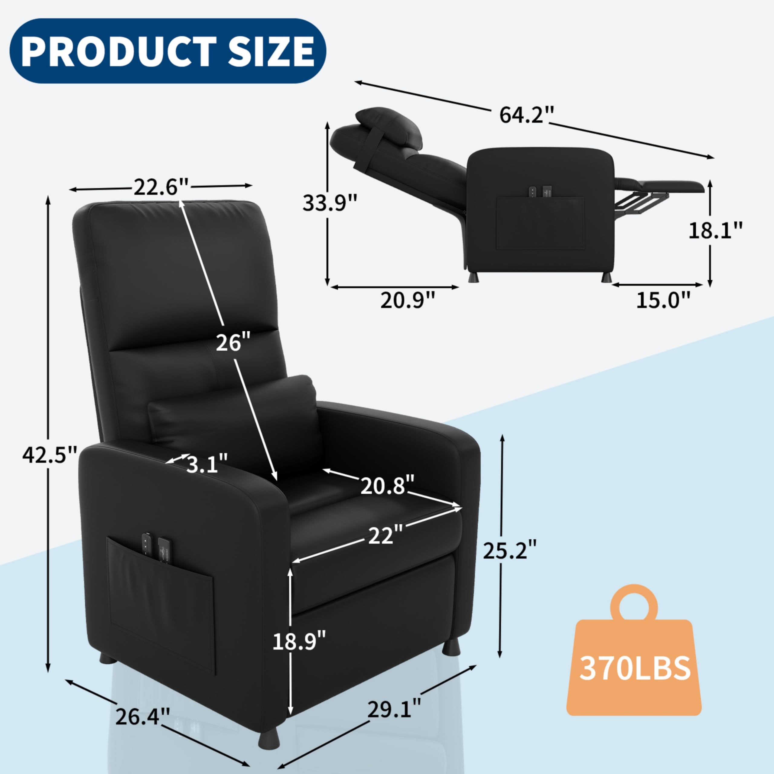 Power Recliner Chair with Massage & Heat