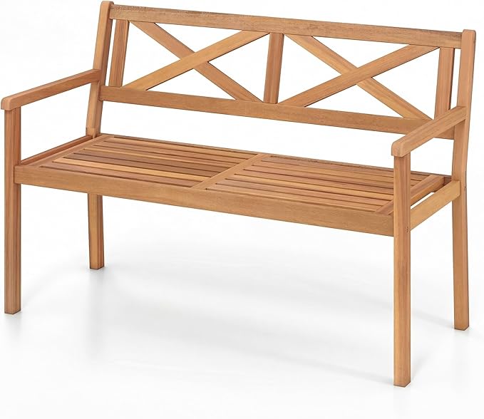 Acacia Wood Outdoor Bench – 2-Person Loveseat