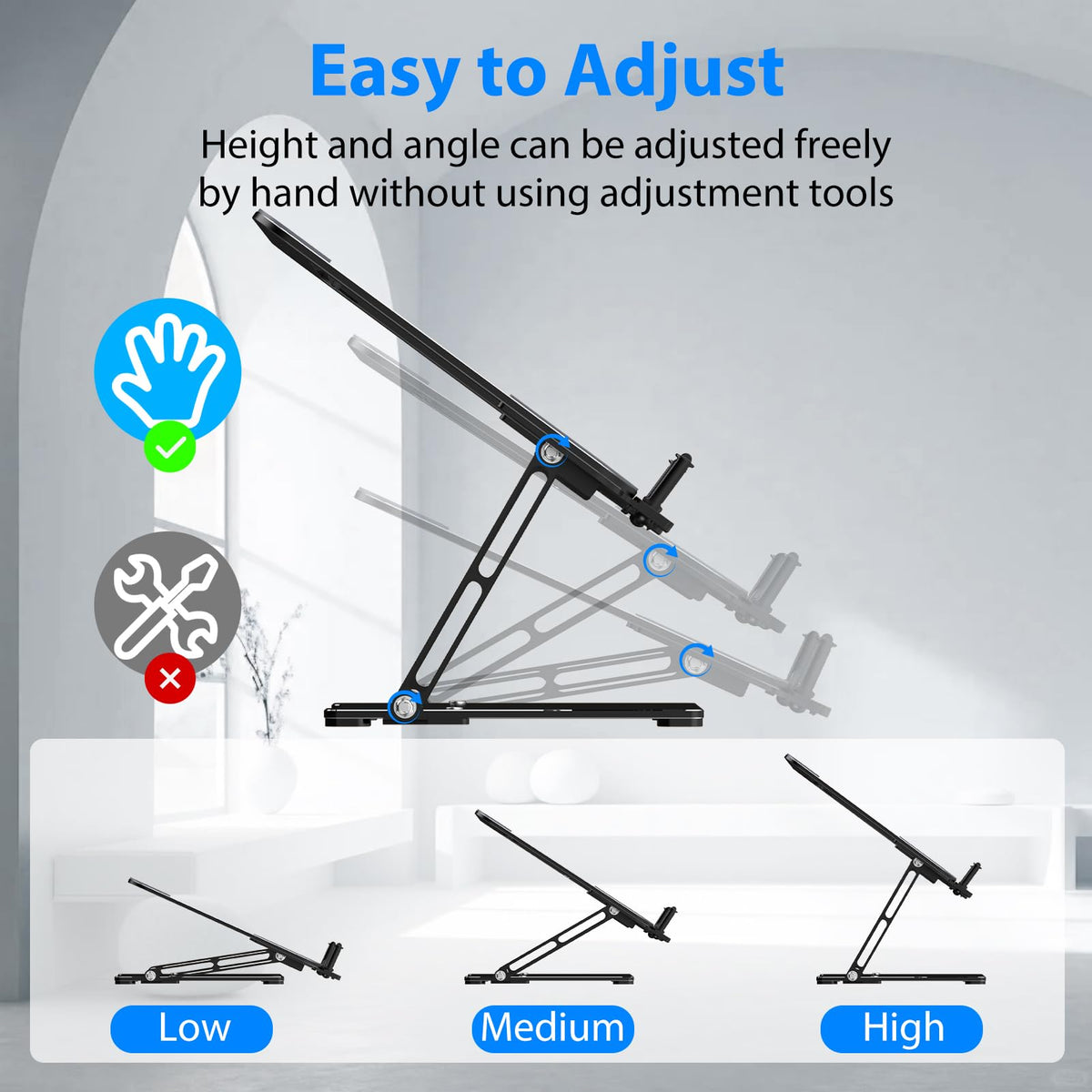 Gogoonike Ultra-Thin Laptop Stand for Desk, Adjustable Laptop Riser