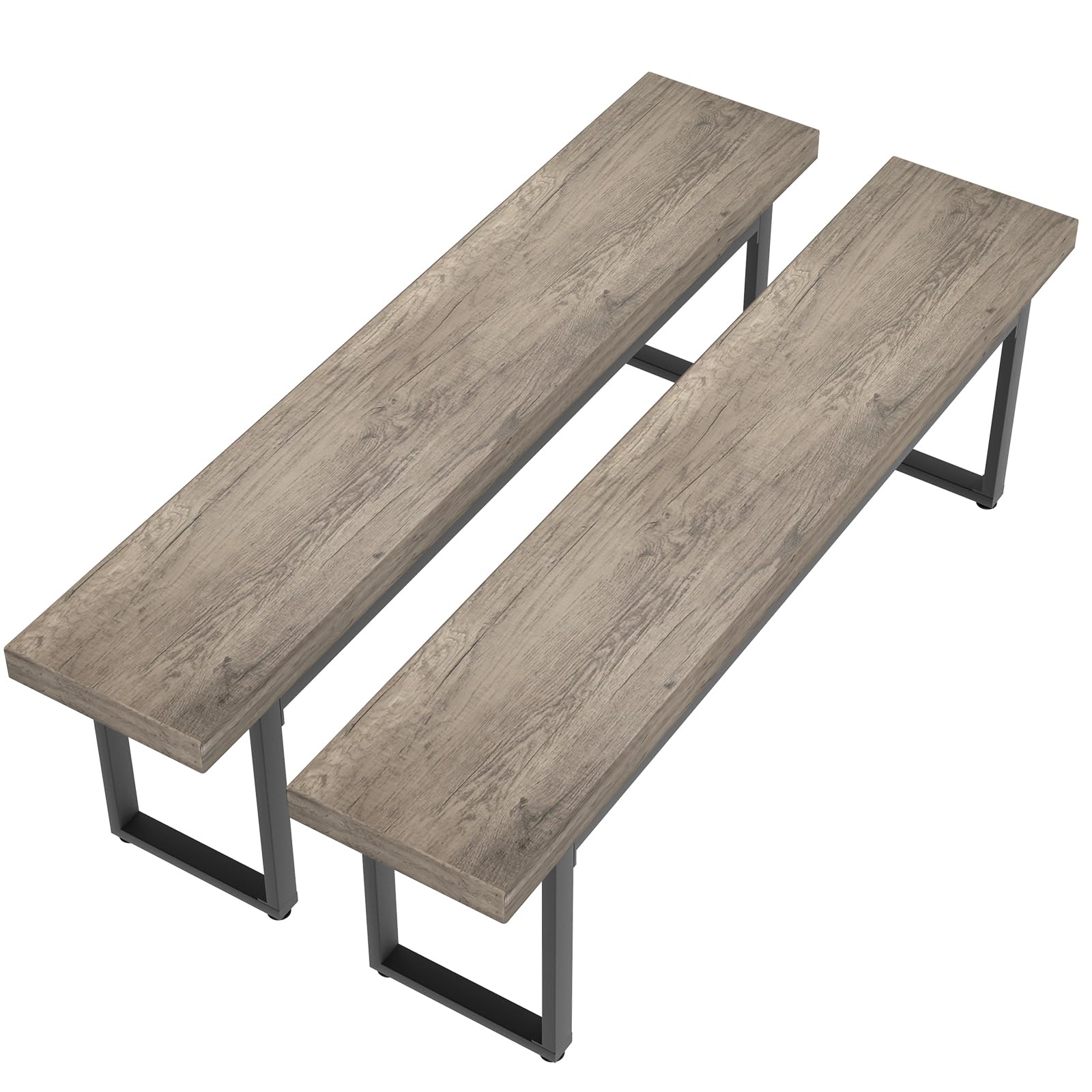 STHOUYN 59” Dining Bench Pair of 2 for 6-8 Person, Farmhouse Indoor Kitchen Table Benches, Bed Bench, Industrial Shoe Bench (Grey 2pcs)