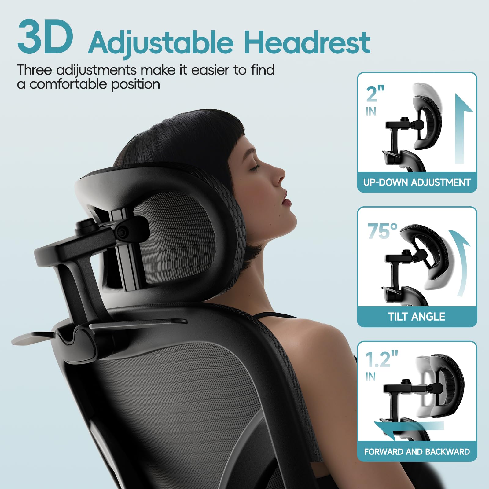Ergonomic Mesh Office Chair with Lumbar Support & 3D Headrest