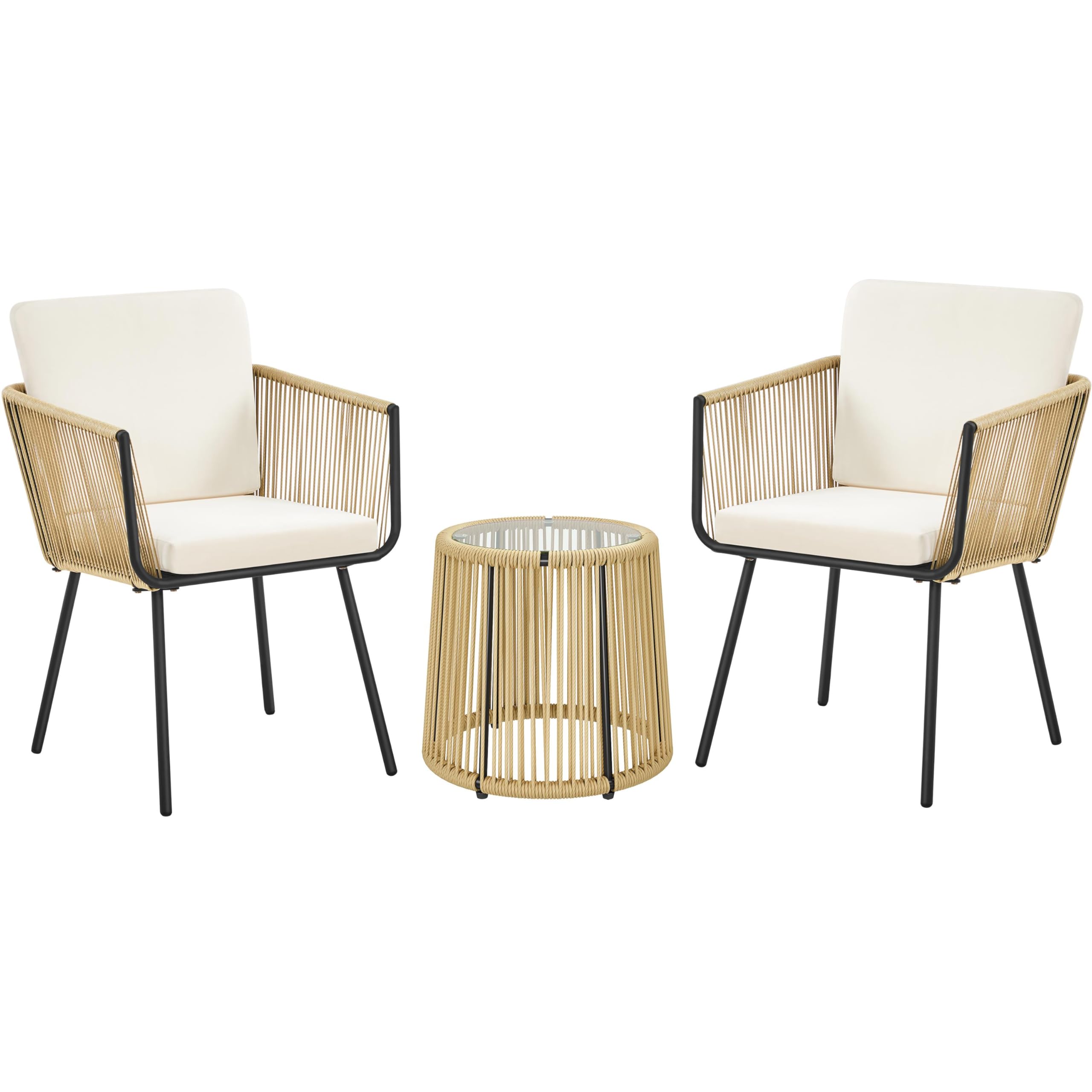 3-Piece Outdoor Wicker Bistro Set