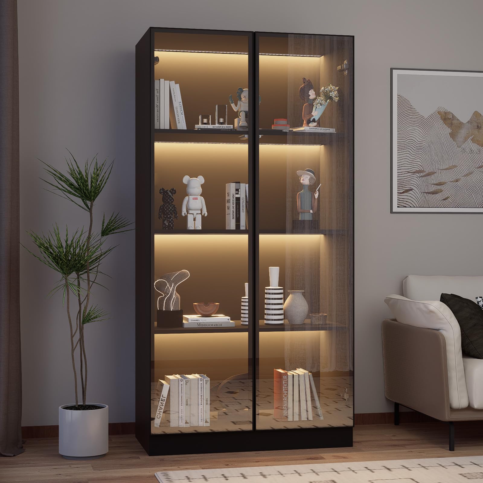 Glass Display Cabinet with LED Lights