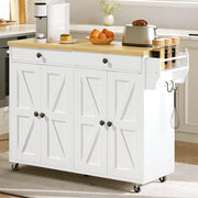 Rolling Kitchen Island with Power Outlet and Storage
