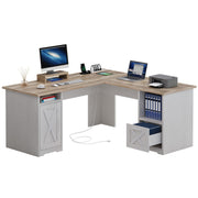 L-Shaped Desk with Power Outlets