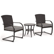 3-Piece Outdoor Wicker Bistro Set with Rocking Chairs