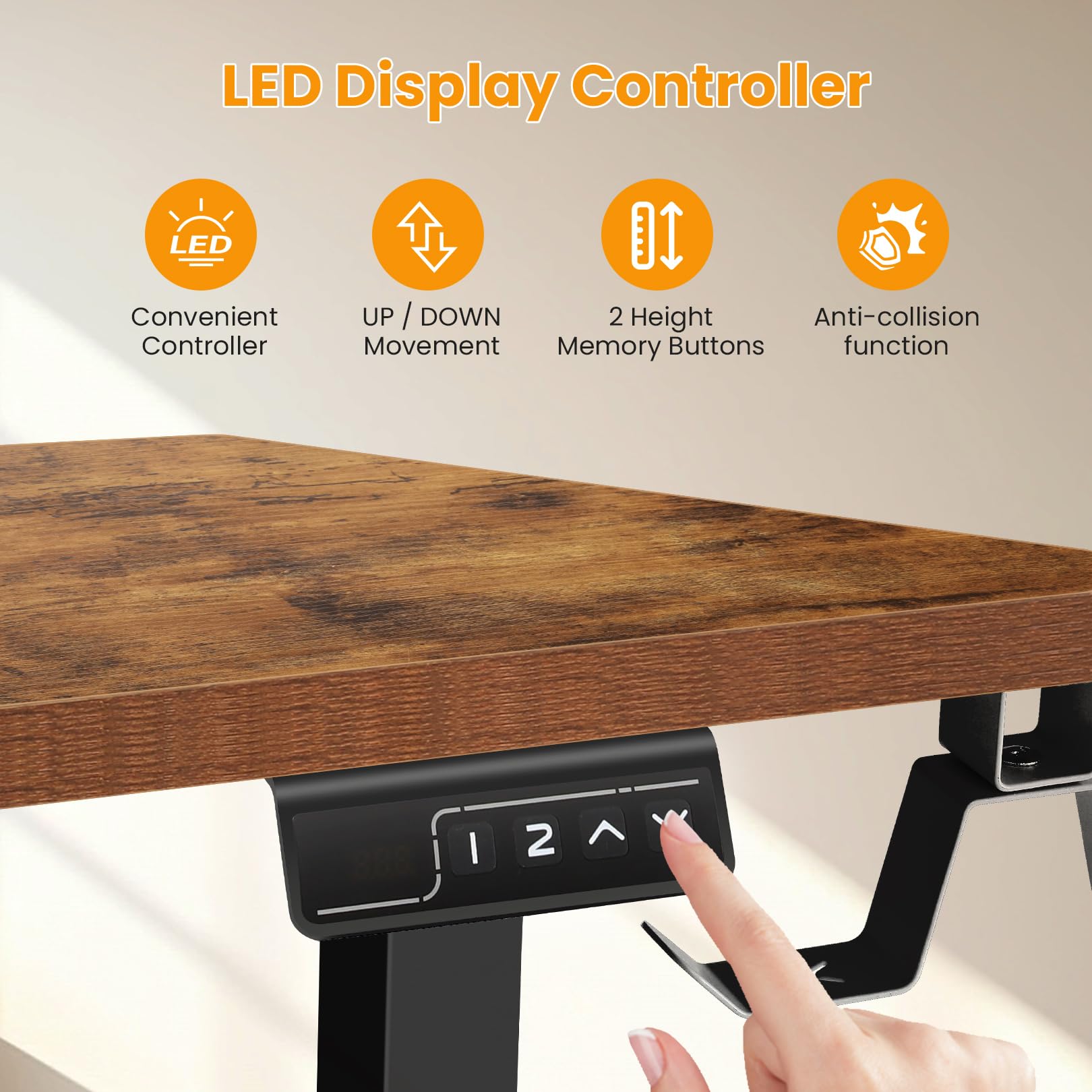 farexon L Shaped Standing Desk Adjustable Height, 63 x 55 Inch Corner Stand up Desk for Home Office with 39x18 in Mouse Pad, Electric Standing Computer Workstation with Headphone Hook, Rustic Brown