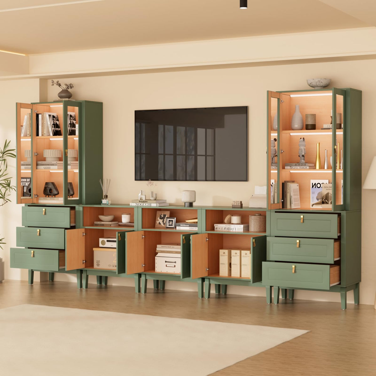 Green Modular LED Entertainment Center