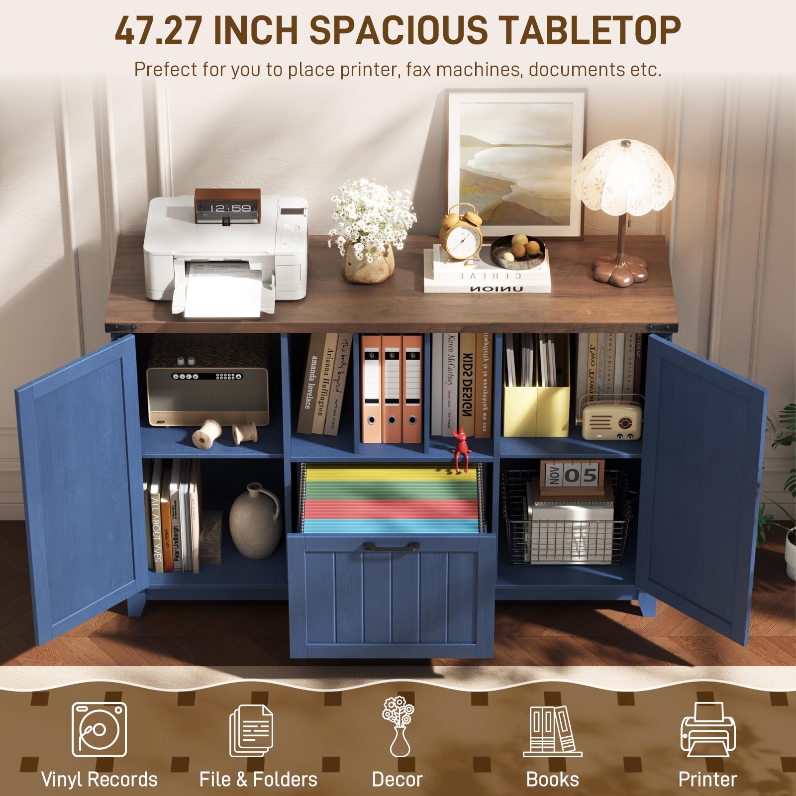 Lateral File Cabinet with Storage Shelves