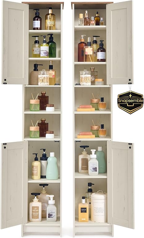 Slim Tall Bathroom Storage Cabinet with Adjustable Shelves