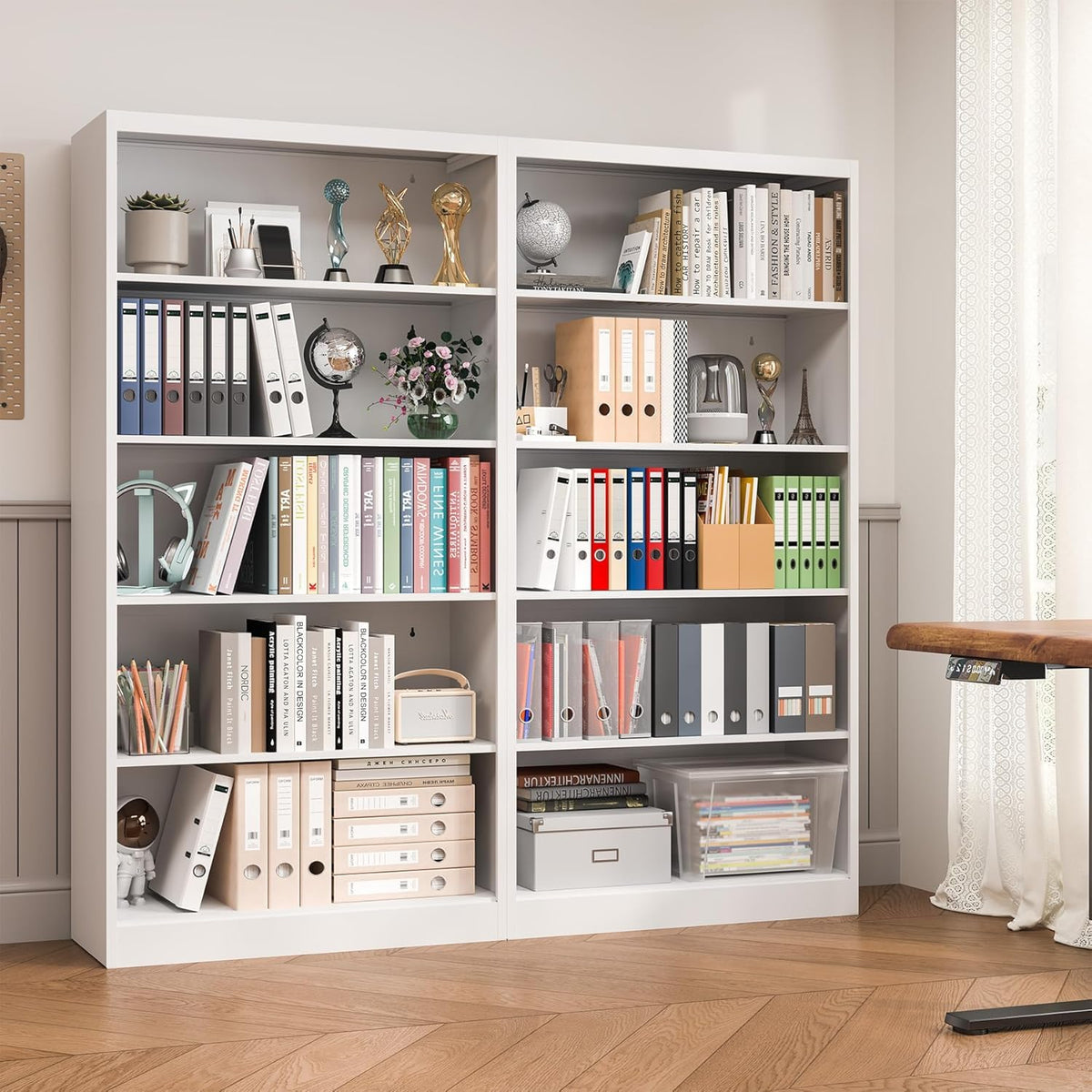5-Tier Adjustable Metal Bookshelf