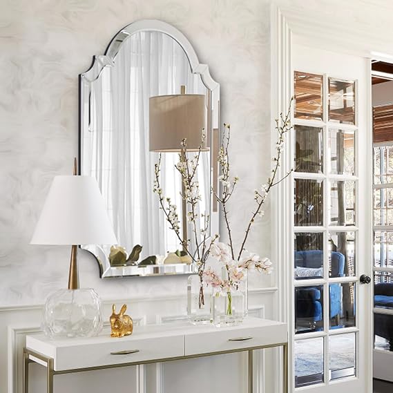 Arched Wall Mirror with Beveled Glass Edge
