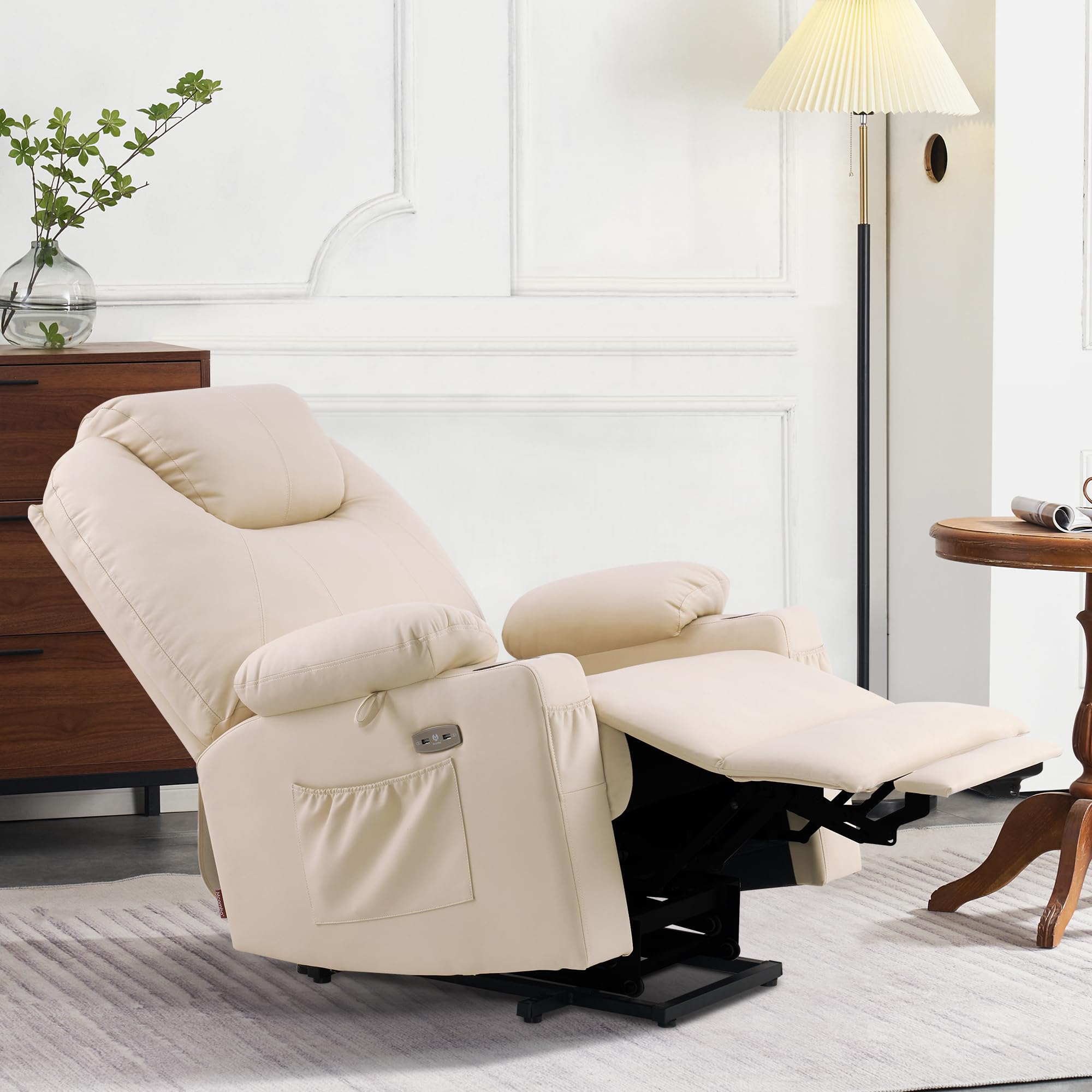 Power Lift Recliner Chair with Heat & Massage – Dual Motor, Lay Flat, Large