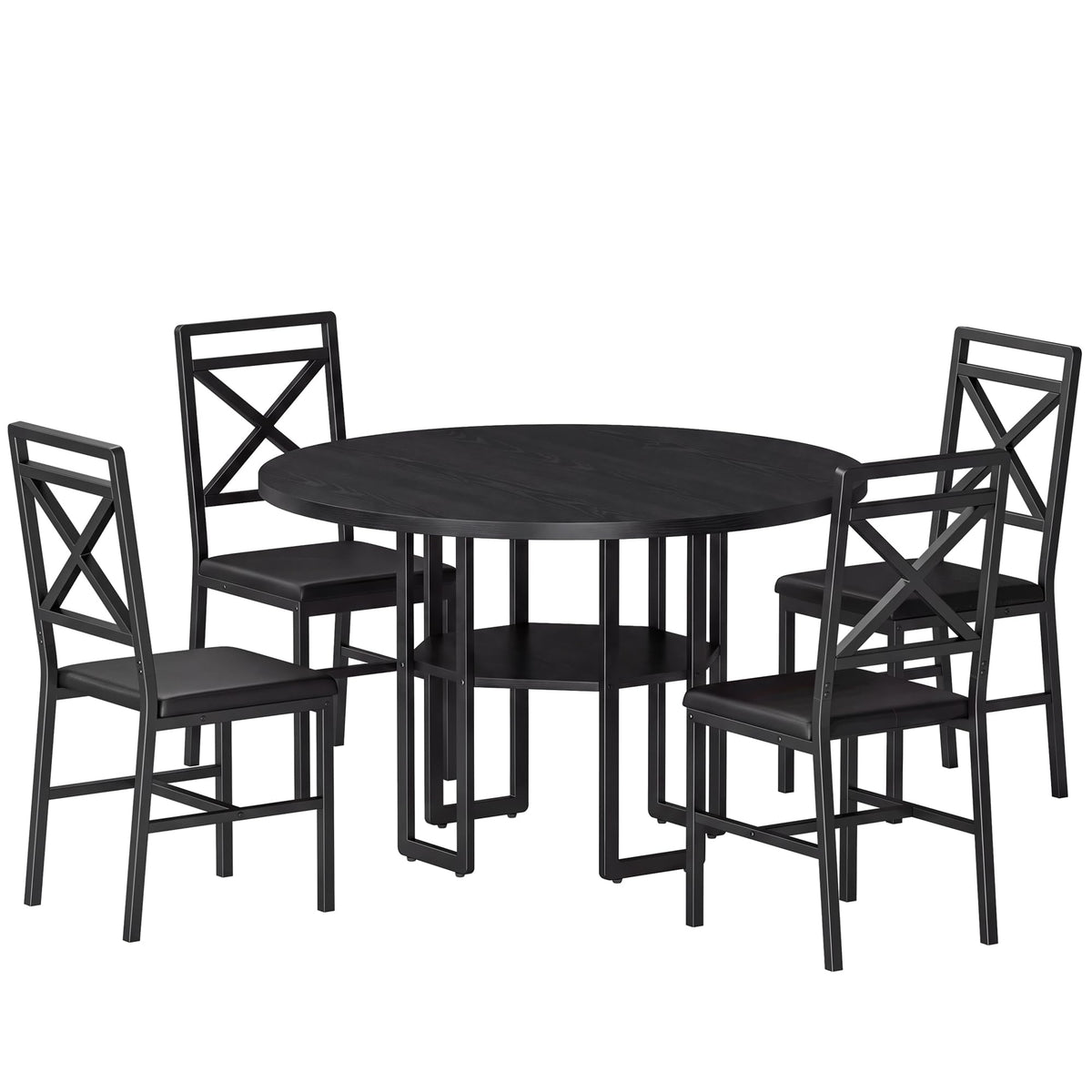 IRONCK Dining Table Set for 4, 47.2 inch Round Kitchen Table and 4 Chairs