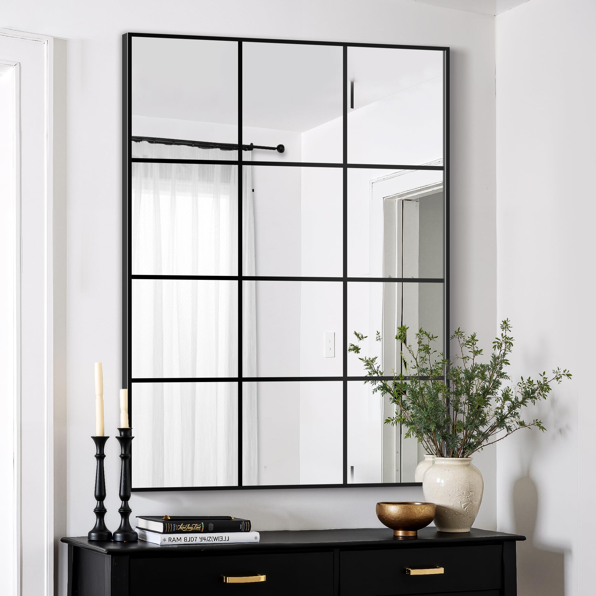Rectangular Wall Mirror – Window Pane Style