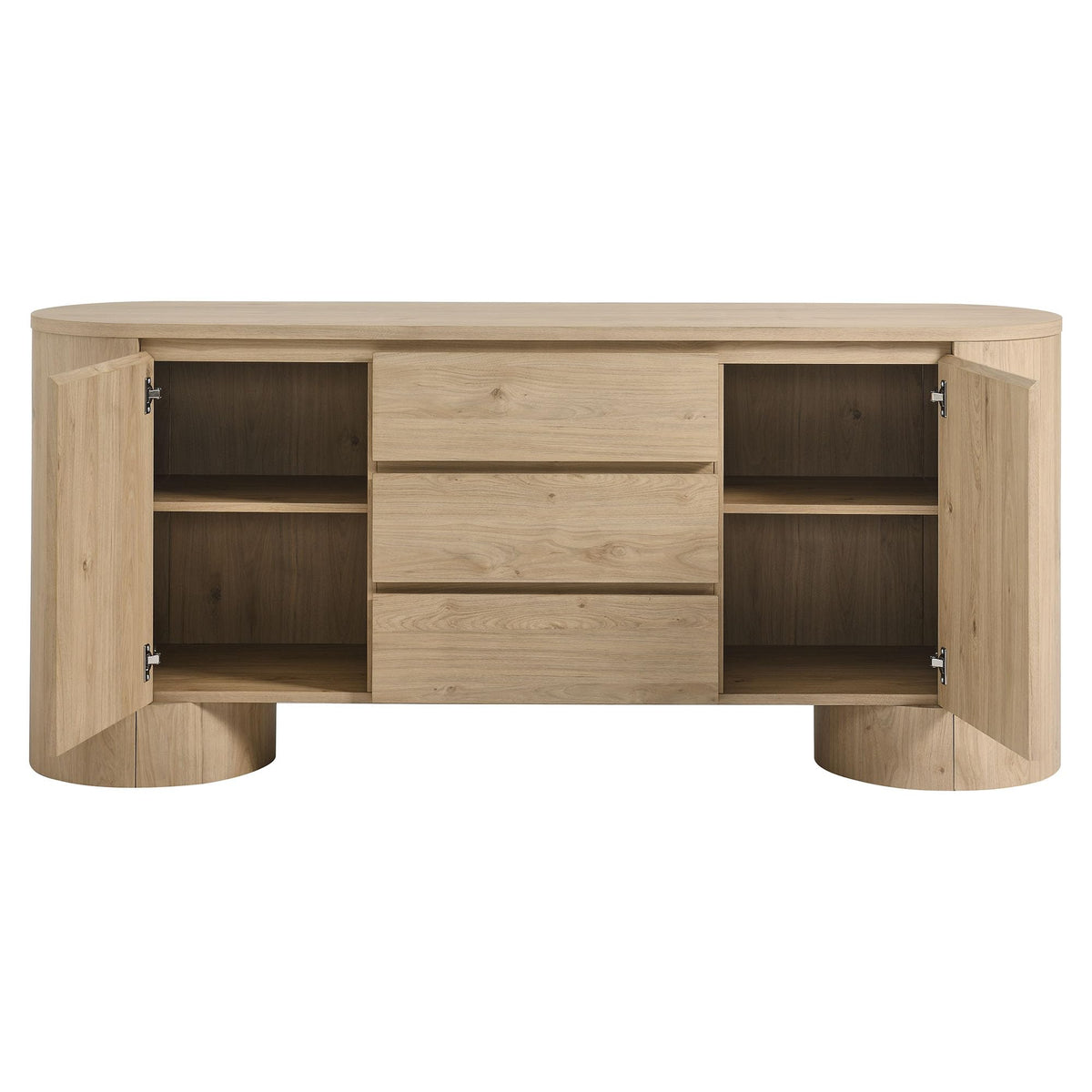 Modway Duval Oval Wood Grain 71 Inch Sideboard with Doors and Drawers in Hickory Frost