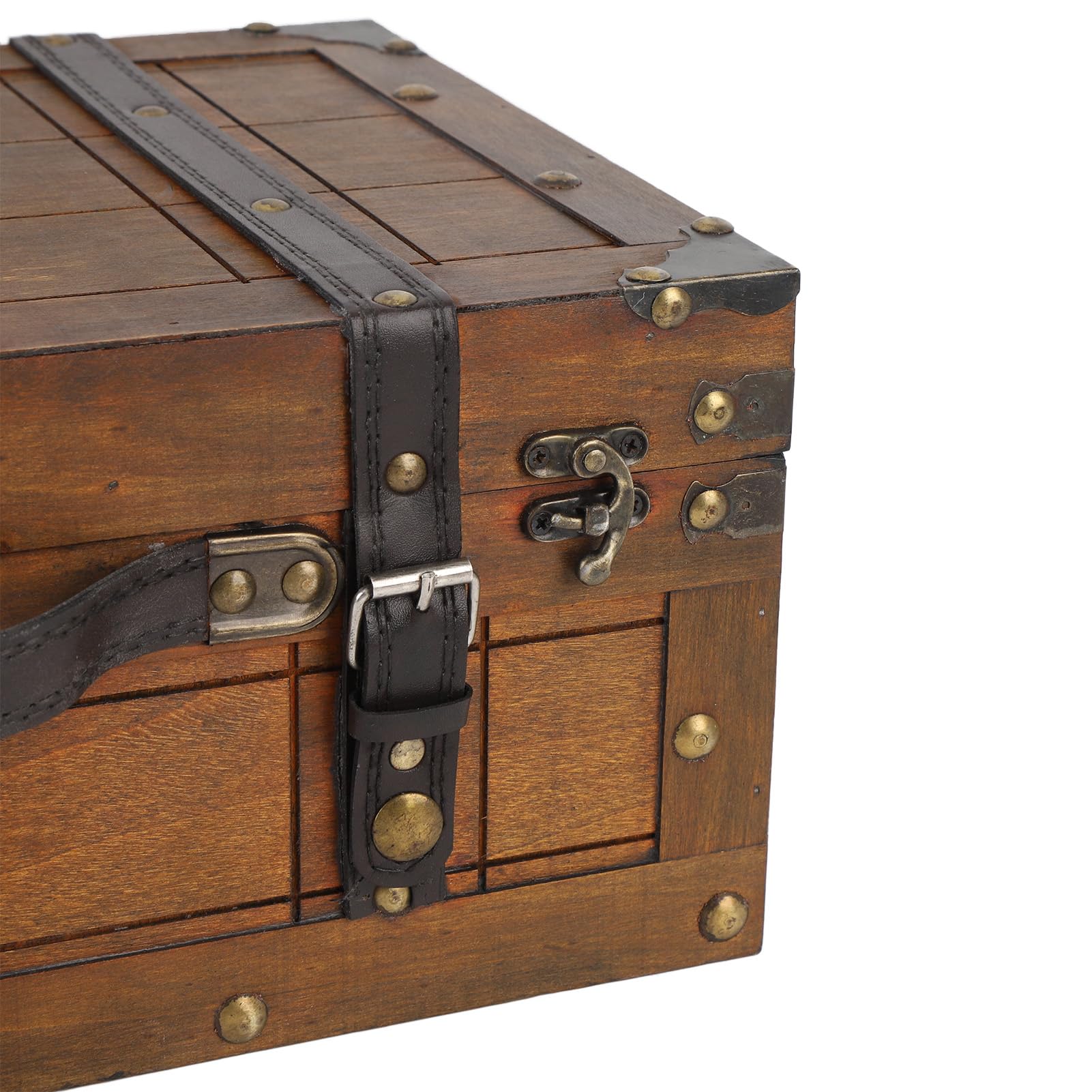 Vintage Wooden Storage Trunk with Hinged Lid