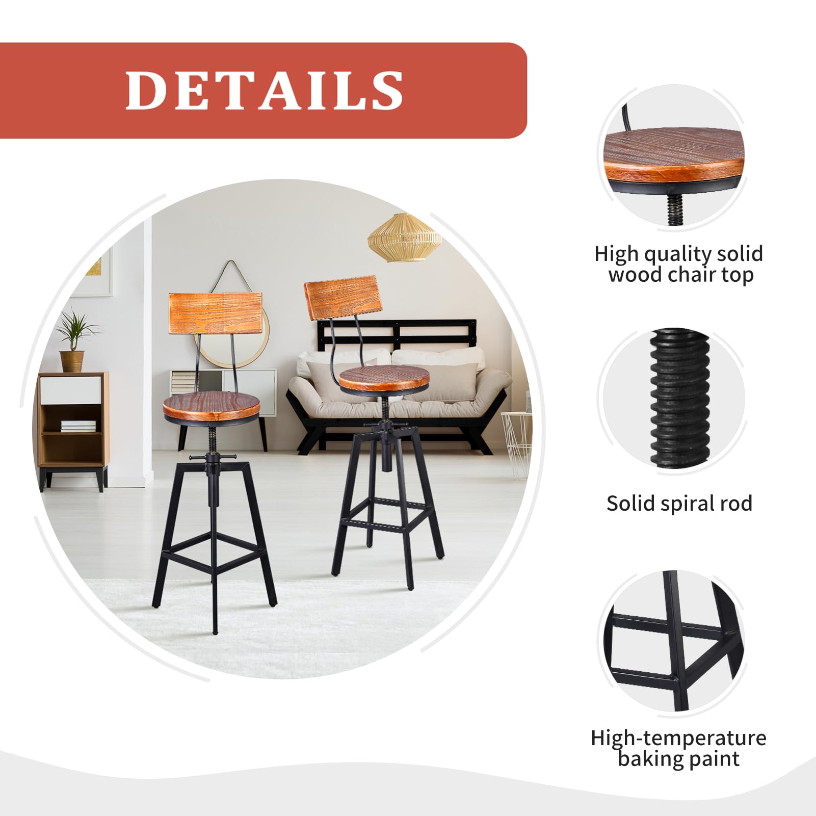 Industrial 3-Piece Pub Table Set with 2 Stools