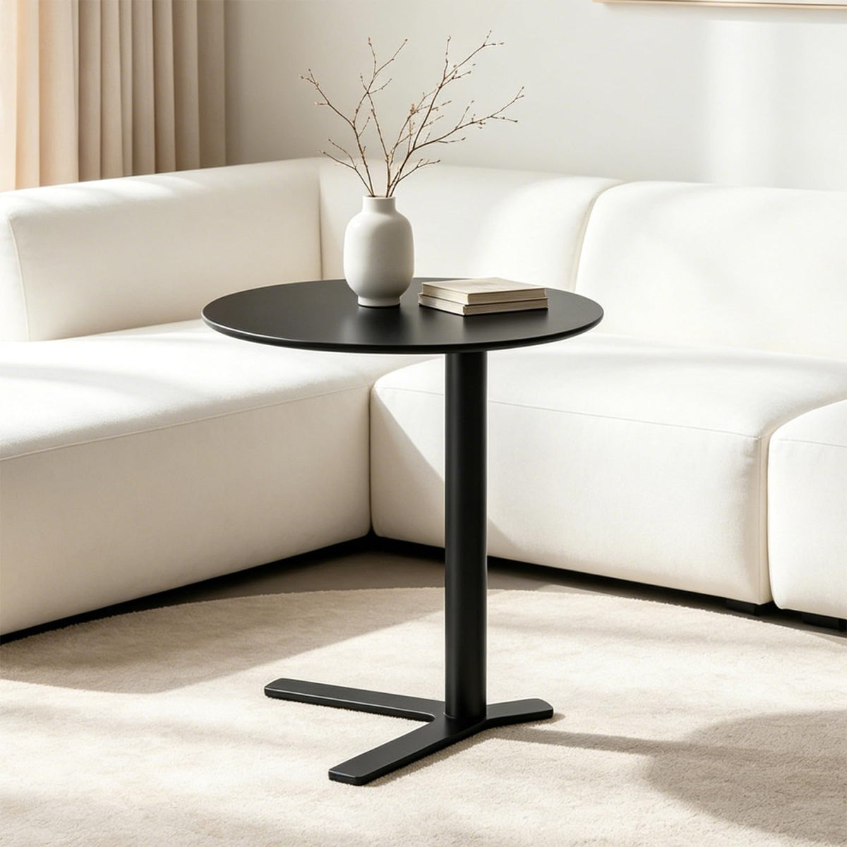 C Shaped End Table Round Side Table Small Sofa Coffee Table for Living Room
