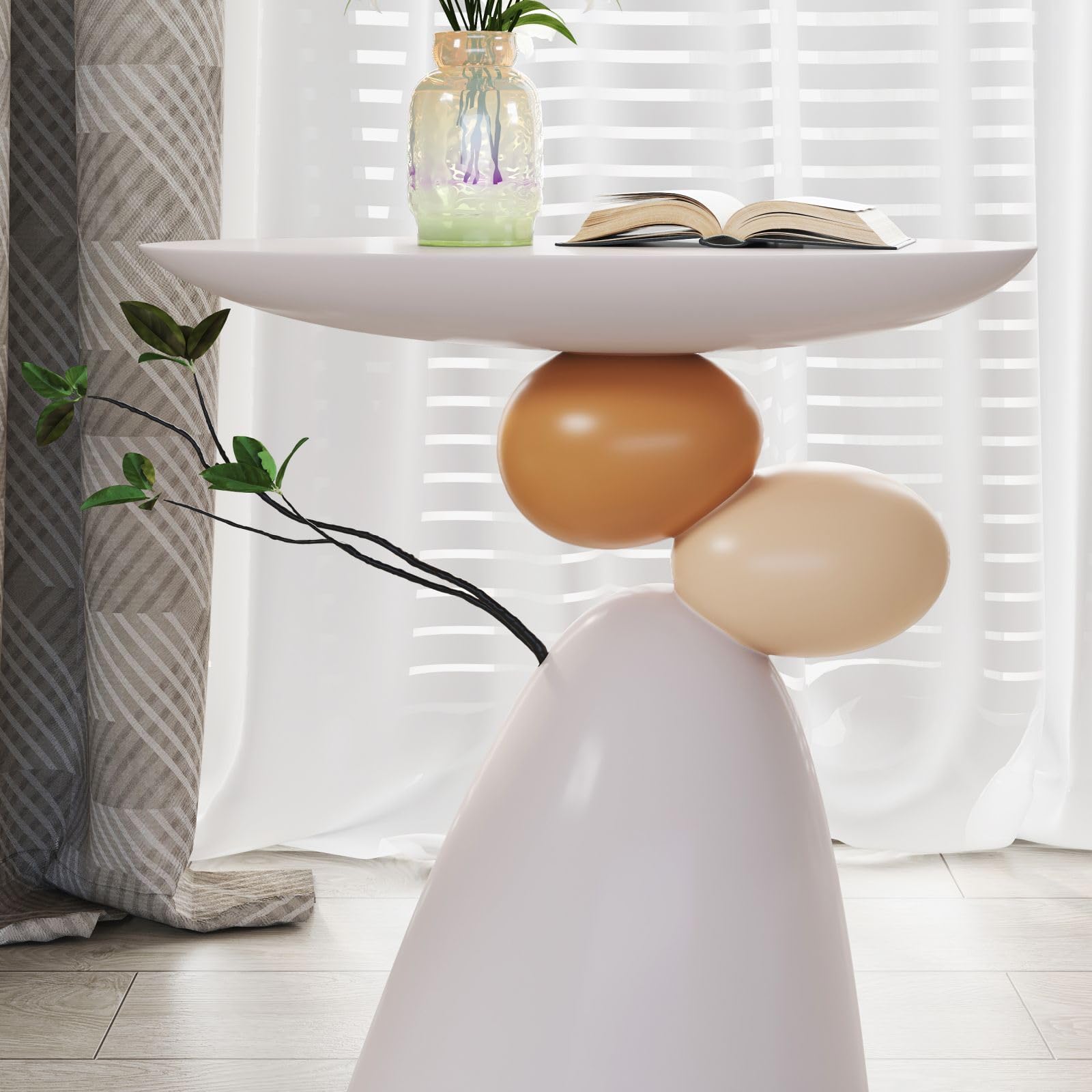 Oval Resin Pedestal Side Table