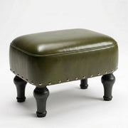 Cmishe Ottoman Leather Footrest, Vintage Footstool with Hidden Storage, Thickened Foam Upholstered Seat, Solid Beechwood Legs, Under Desk Shoe Bench Small Bench for Living Room Dining Room (Green)
