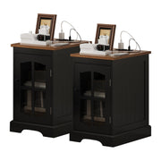 ChooChoo Farmhouse End Table Set of 2 with Glass Door