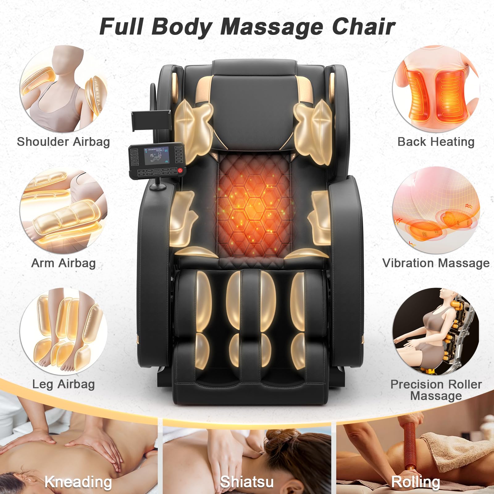 Full Body Massage Chair with Zero Gravity & Bluetooth