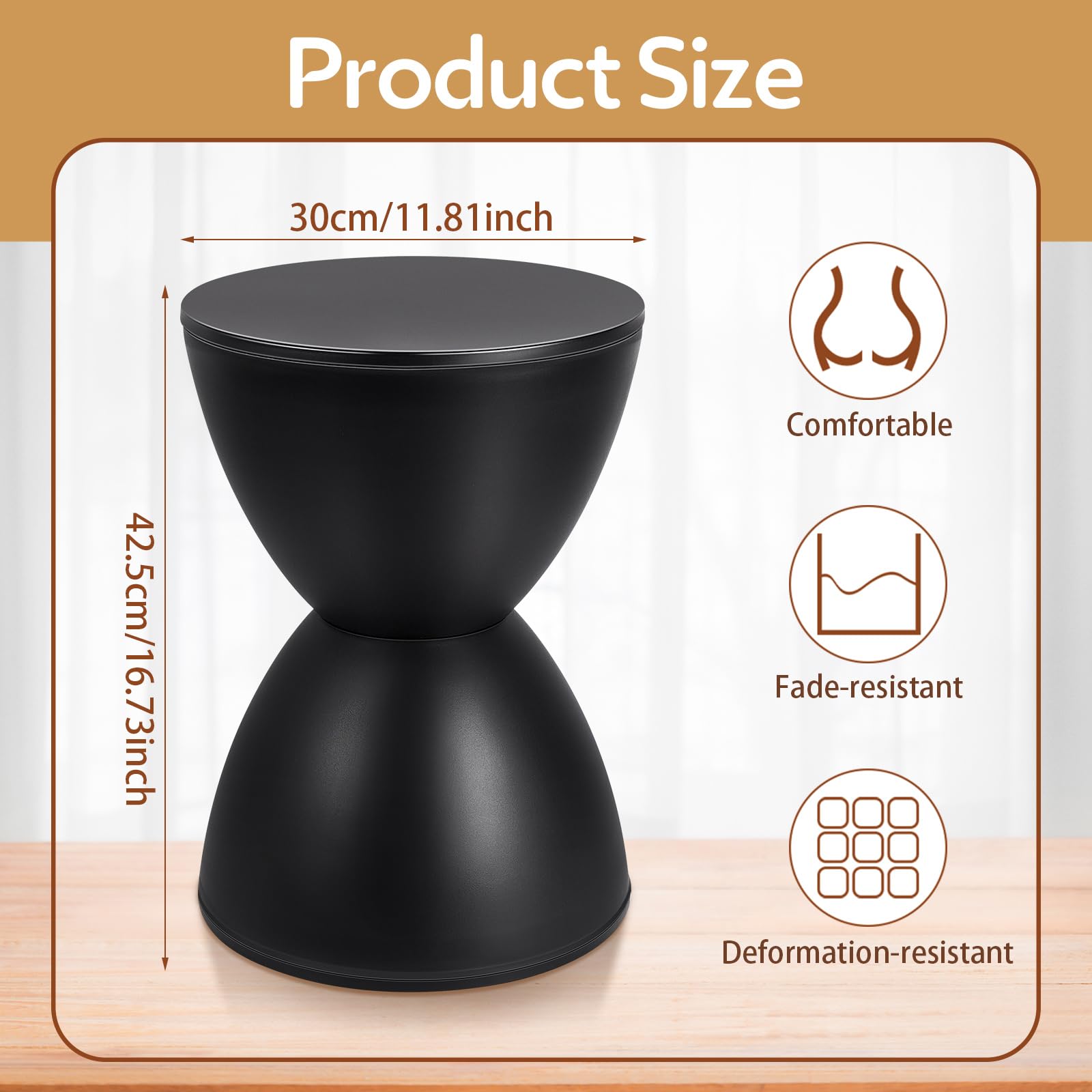 Black Hourglass Drum Side Table