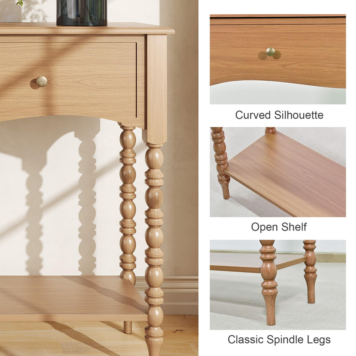 JOINICE Console Table with Scalloped Drawers for Entry Way, Living Room