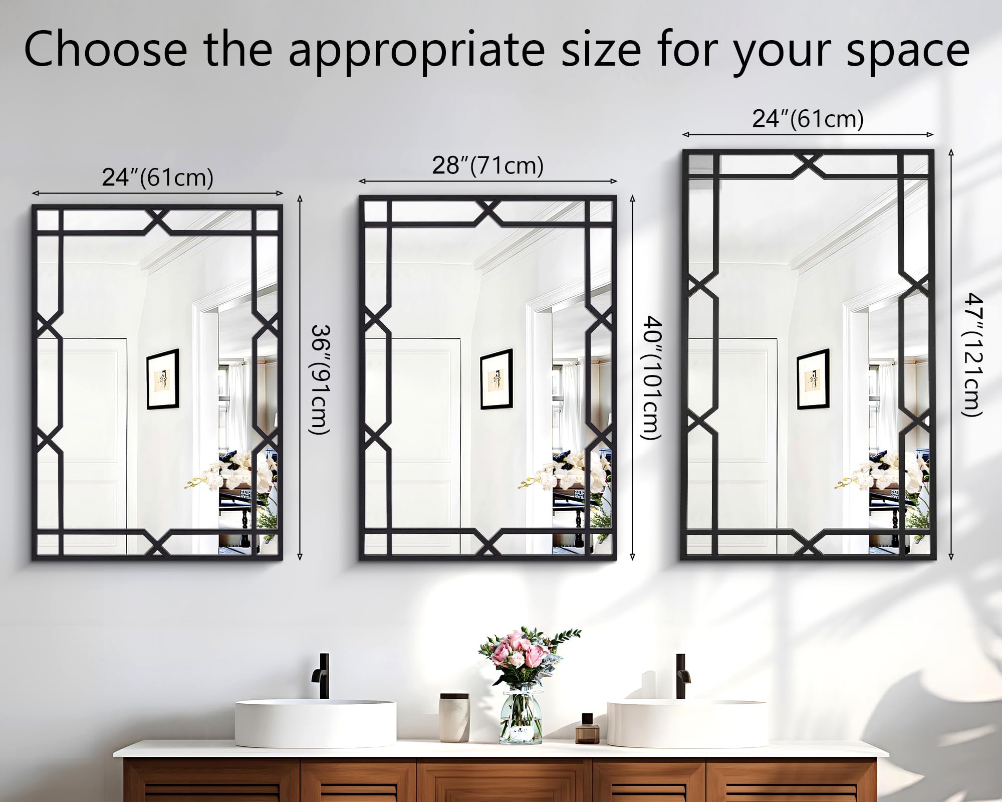 Large Rectangle Wall Mirror – Black Metal Frame