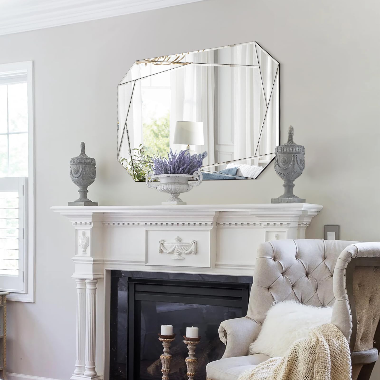 Hexagonal Frameless Beveled Wall Mirror