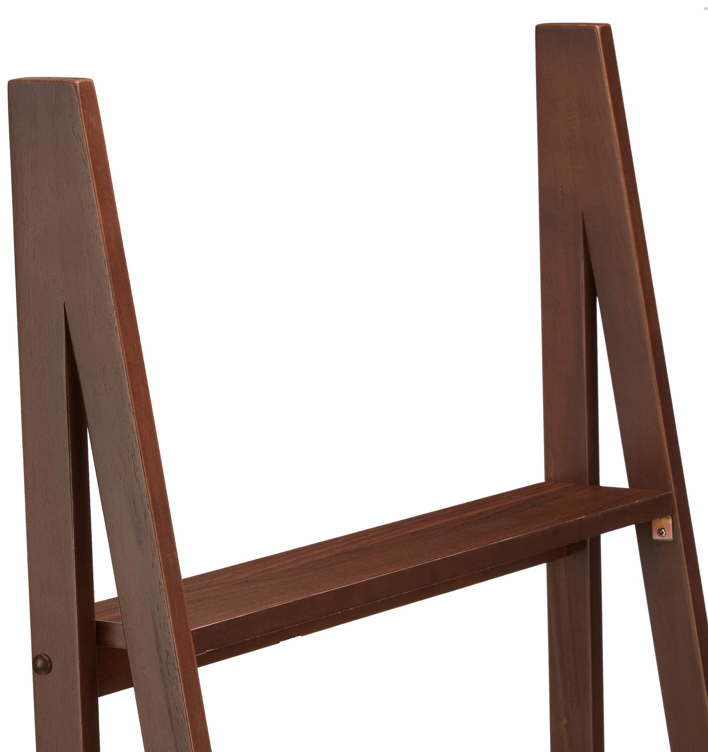 Amazon Basics 5-Tier Ladder Bookshelf Storage Organizer, Solid Rubberwood Frame, Space-Saving Bookcase, Sturdy Shelves, Walnut Finish, 14" D x 24.8" W x 70.1" H