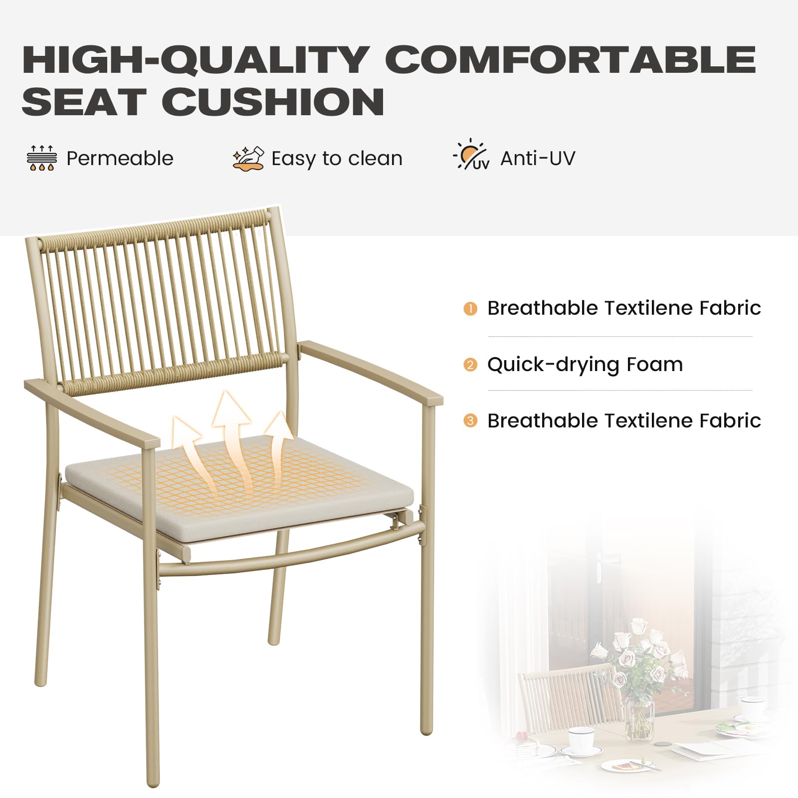 Outdoor Patio Dining Set with Rattan Chairs