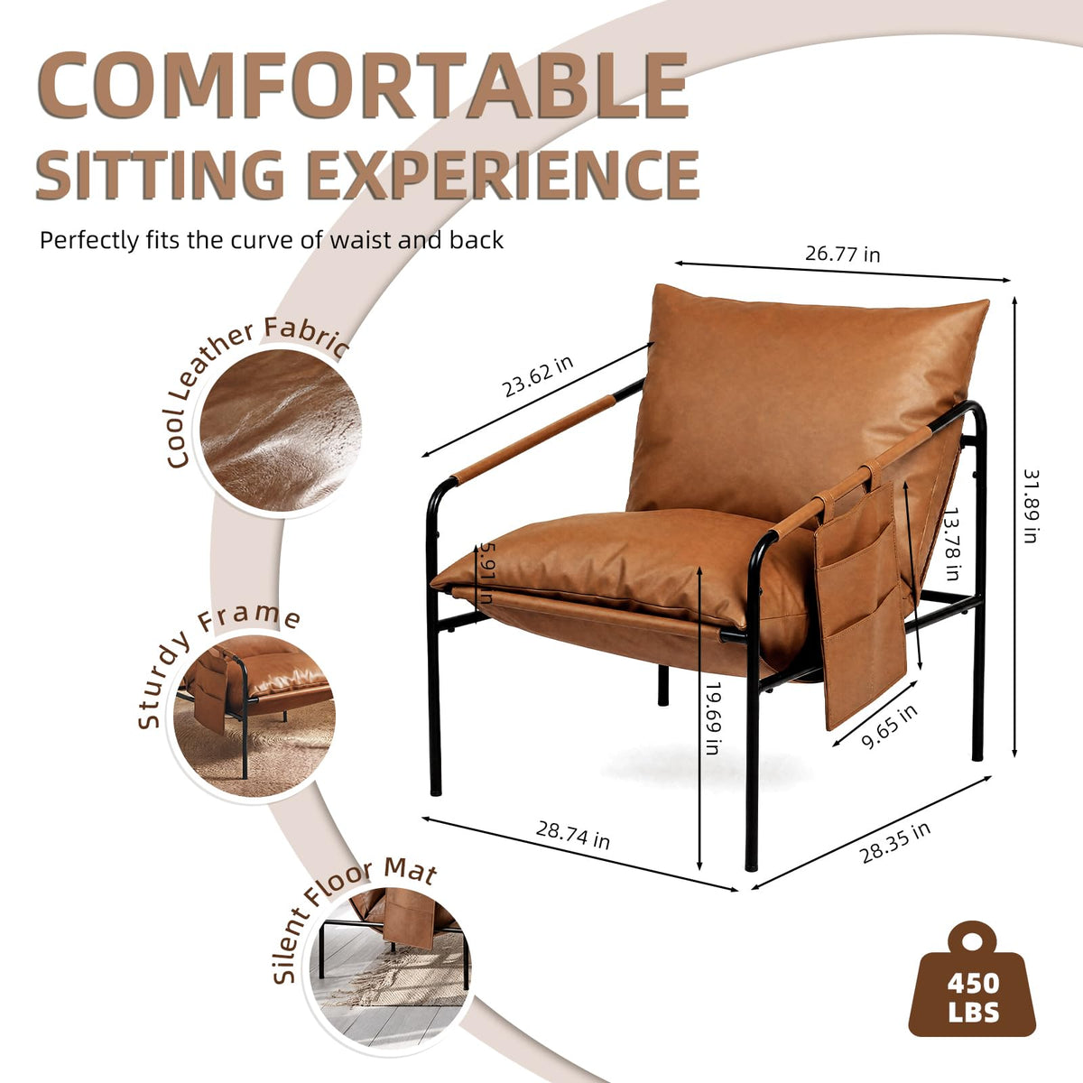 Brown Faux Leather Accent Chair