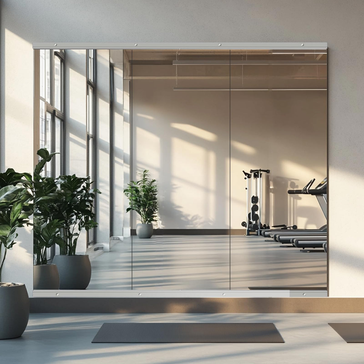 Snowdool Gym Mirror, 79''x35'' 2PCS Mirrors for Home Gym Wall Large, Full Body Mirror for Yoga, Garage, Dance Studio, Anti-Rust, Tempered Glass,Frameless Rectangle Wall-Mounted Workout Mirrors
