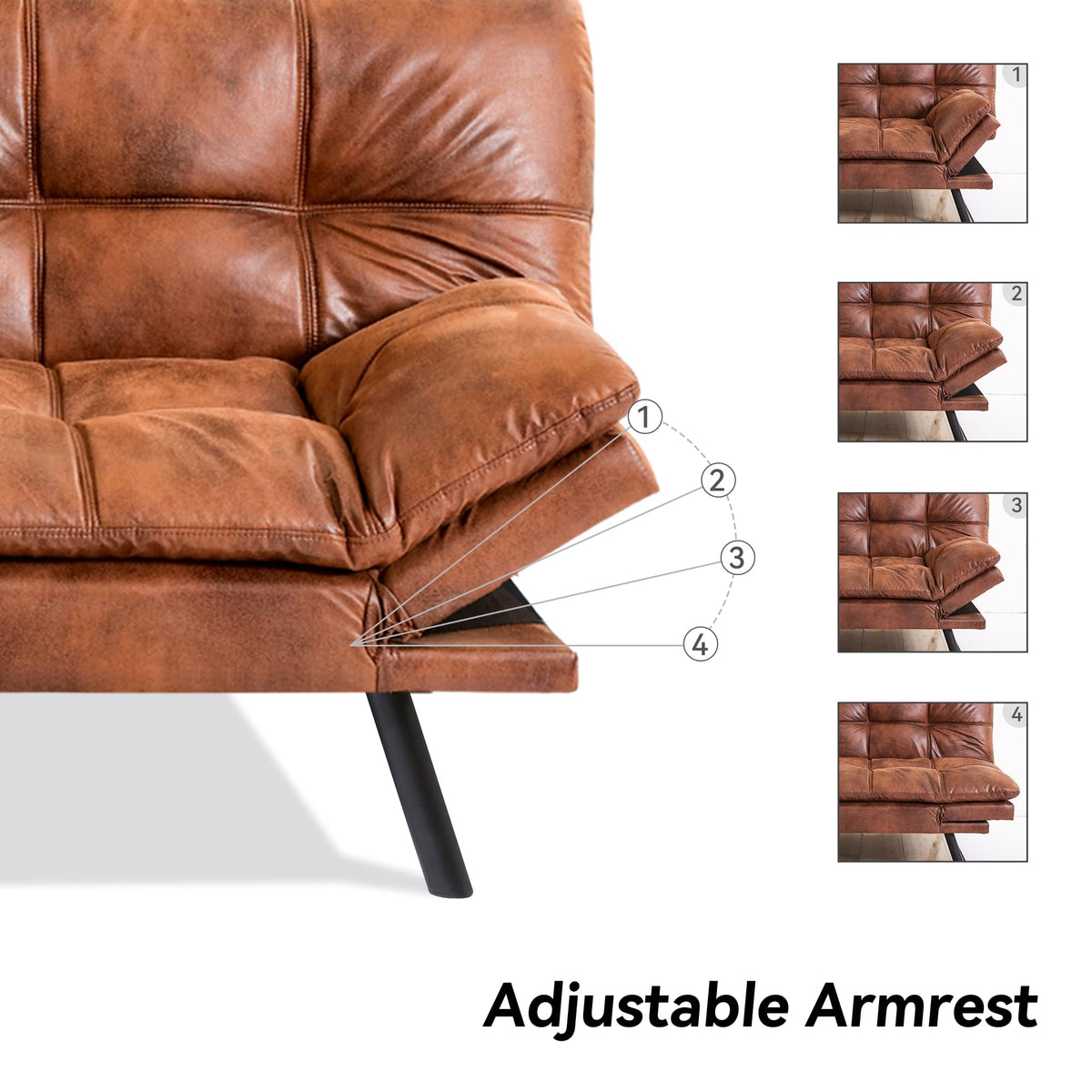 AMICLIBER 71" Convertible Futon Sofa Bed,Brown Faux Leather Futon Couch