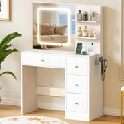 Vanity Desk with Lighted Mirror & Drawers